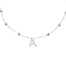 Load image in gallery viewer, &lt;tc&gt;Silver Beaded Necklace with Mini Letter Pendant&lt;/tc&gt;