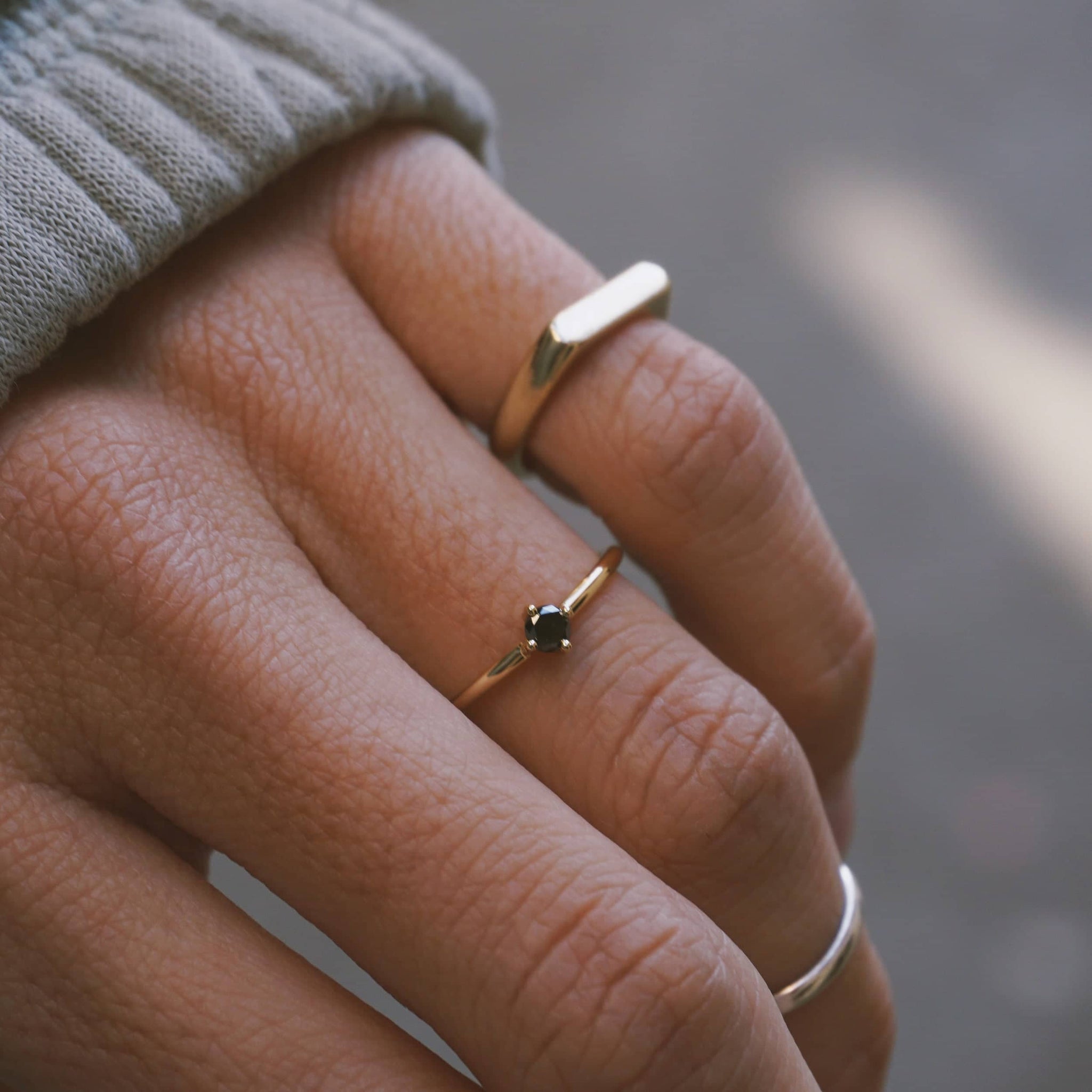 Anillo Sunshine Diamante Negro Aina Barcelona